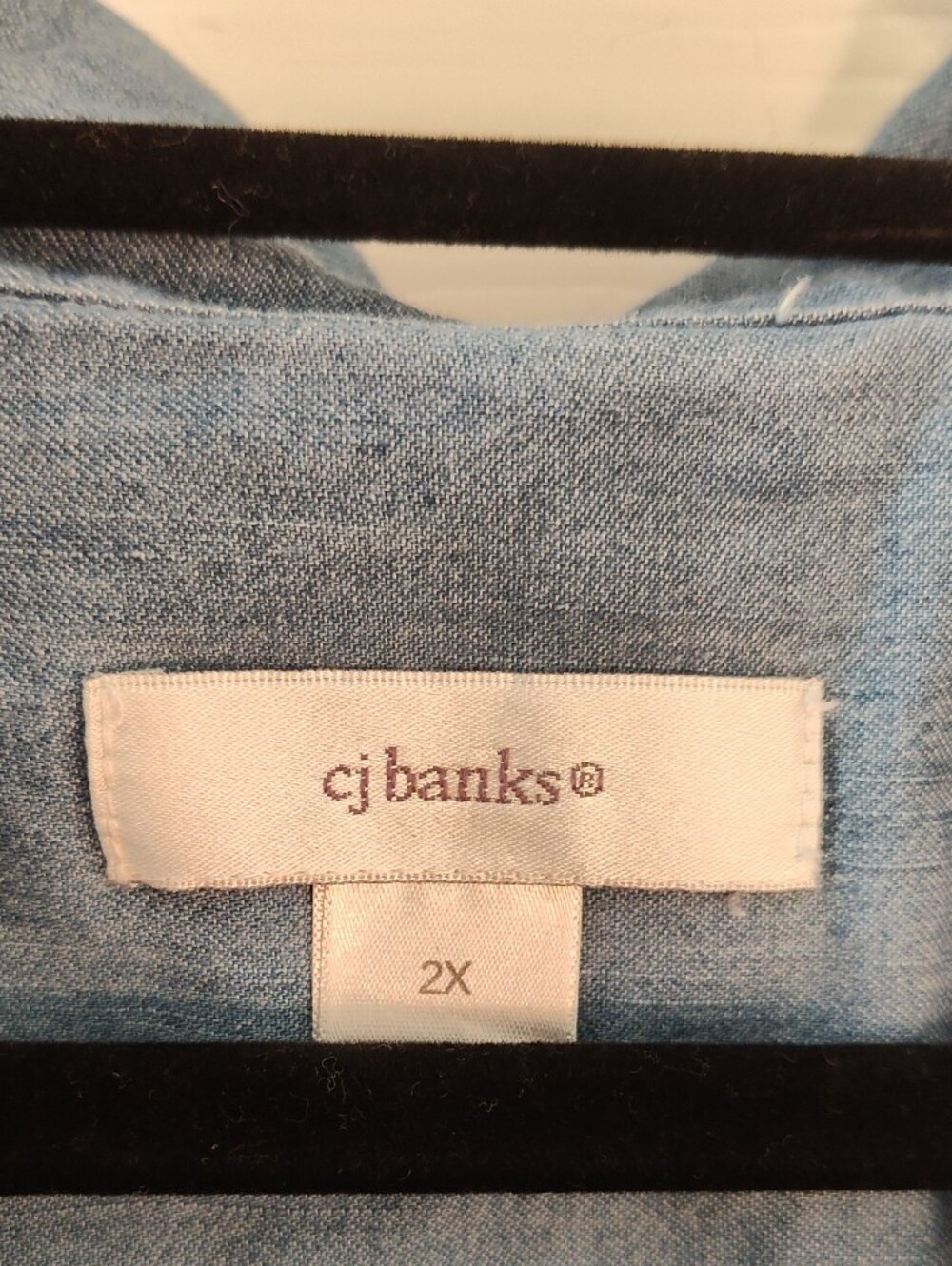 CJ Banks Light Blue Short-Sleeve Button-Down Shirt - Picture 2 of 4